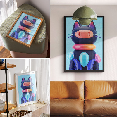 Poster Creatura adorabile, atmosfera futuristica, colori vivaci