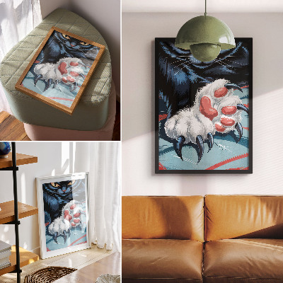 Stampa su tela Gatto con gli artigli, colori vivaci, dinamismo intenso