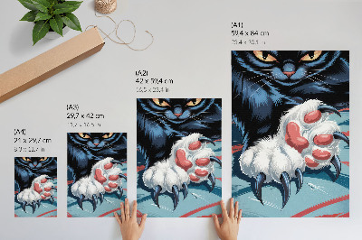 Stampa su tela Gatto con gli artigli, colori vivaci, dinamismo intenso
