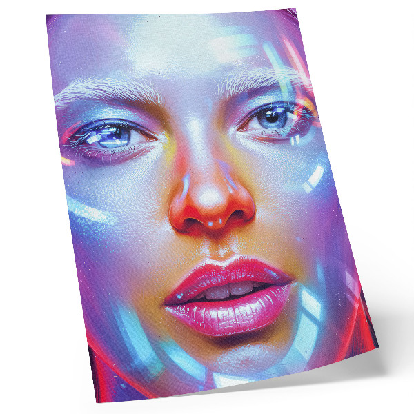 Foto su tela Un ritratto futuristico ricco di colori energici