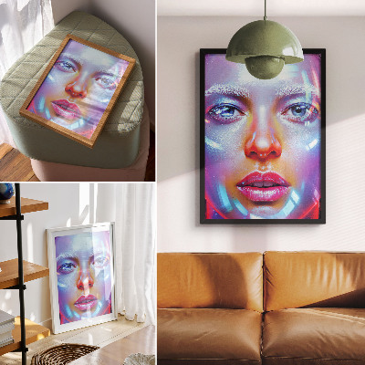 Foto su tela Un ritratto futuristico ricco di colori energici