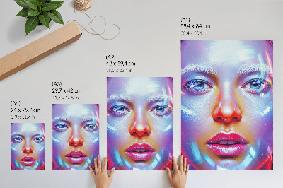Foto su tela Un ritratto futuristico ricco di colori energici