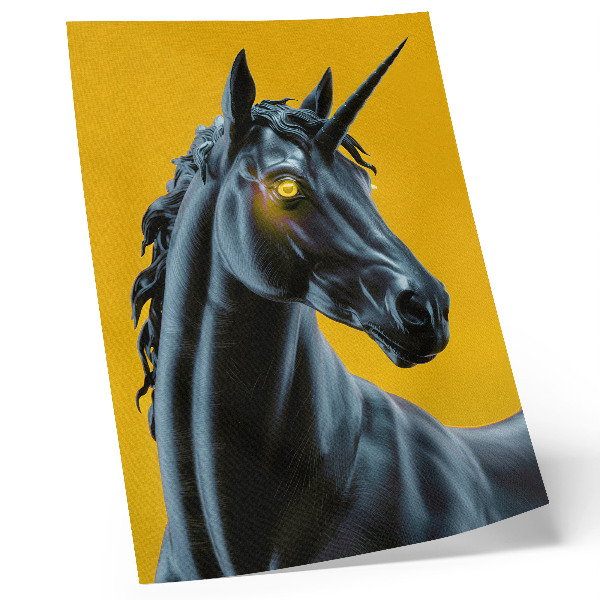 Stampa su tela Un unicorno su sfondo giallo, magico e misterioso