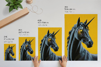 Stampa su tela Un unicorno su sfondo giallo, magico e misterioso
