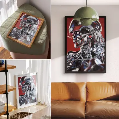 Poster con motivo futuristico nei colori nero e rosso