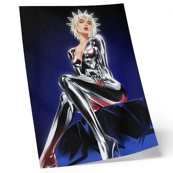 Foto su tela figura futuristica con elementi lucenti e colori intensi