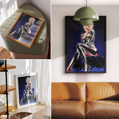 Foto su tela Figura futuristica, elementi lucenti, colori intensi