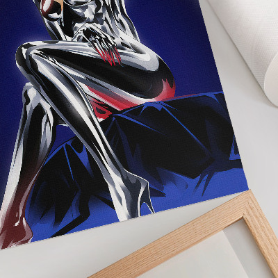 Foto su tela Figura futuristica, elementi lucenti, colori intensi