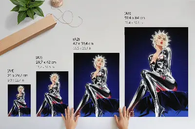 Foto su tela figura futuristica con elementi lucenti e colori intensi