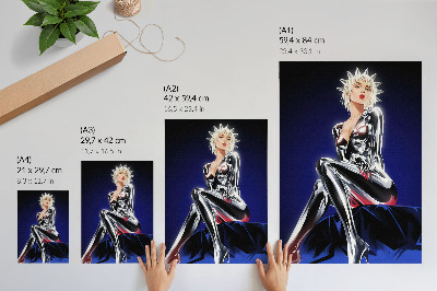 Foto su tela Figura futuristica, elementi lucenti, colori intensi