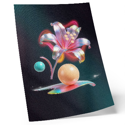 Poster Astrazione colorata con un giglio e delle palline