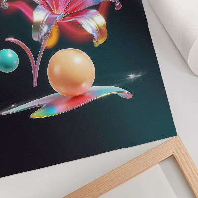Poster Astrazione colorata con un giglio e delle palline