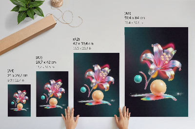 Poster Astrazione colorata con un giglio e delle palline