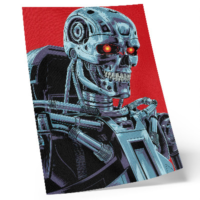 Stampa su tela Robot futuristico su sfondo rosso