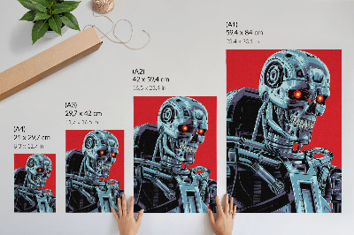 Stampa su tela Robot futuristico su sfondo rosso