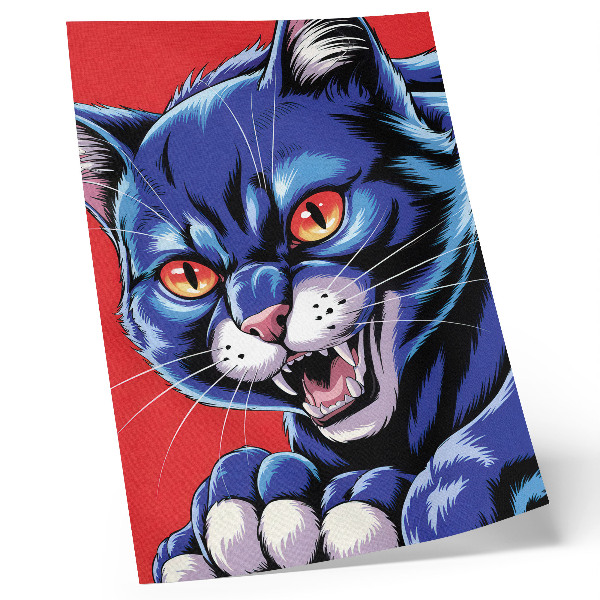 Poster Gatto blu energico con dettagli arancioni