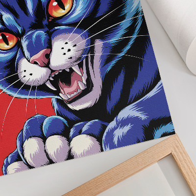 Poster Gatto blu energico con dettagli arancioni