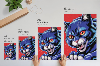 Poster Gatto blu energico con dettagli arancioni