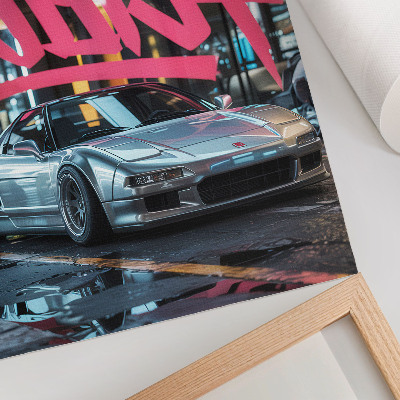 Stampa su tela graffiti di auto sportive, atmosfera di vita moderna in città