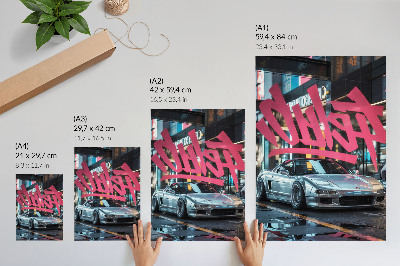 Stampa su tela graffiti di auto sportive, atmosfera di vita moderna in città