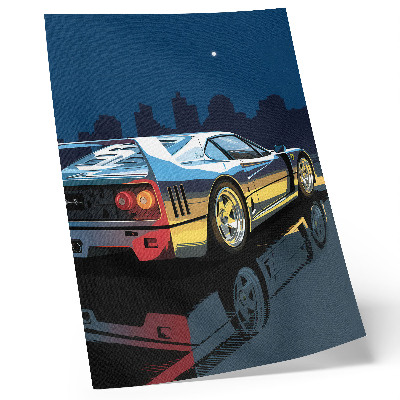 Stampa su tela Auto sportiva, città notturna, eleganza moderna