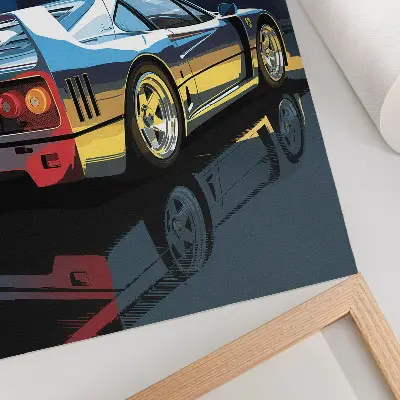 Stampa su tela auto sportiva in città notturna dal design moderno ed elegante