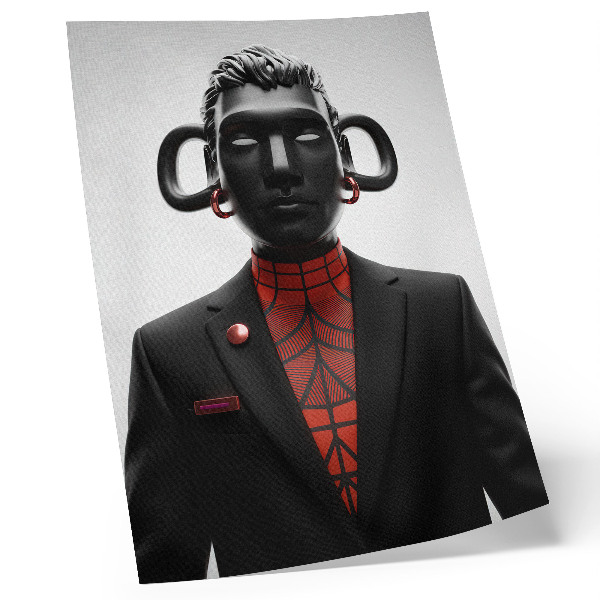 Foto su tela Design futuristico con motivo nero e rosso