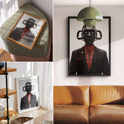 Foto su tela Design futuristico con motivo nero e rosso
