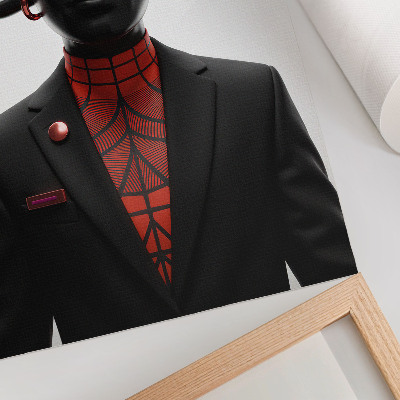 Foto su tela Design futuristico con motivo nero e rosso