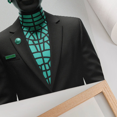 Poster Stile futuristico, contrasti espressivi, turchese.
