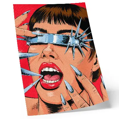 Foto su tela con stampa di elementi futuristici dai colori intensi e dinamismo