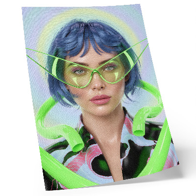 Foto su tela Un ritratto futuristico di una donna con l'energia del colore