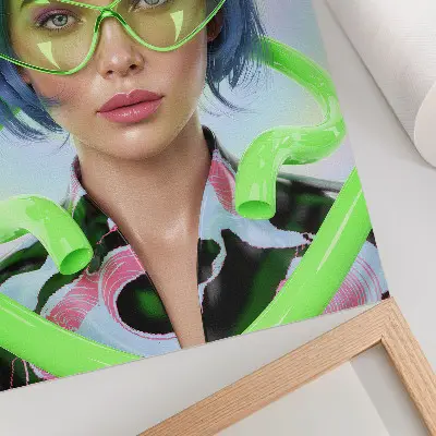 Foto su tela ritratto futuristico di una donna con energia cromatica