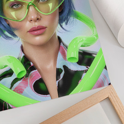 Foto su tela Un ritratto futuristico di una donna con l'energia del colore