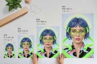 Foto su tela ritratto futuristico di una donna con energia cromatica
