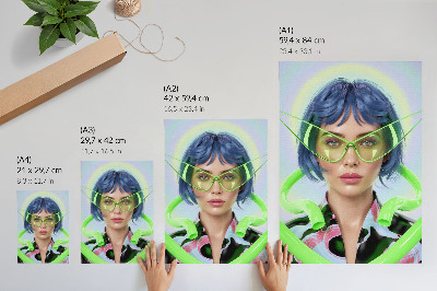 Foto su tela Un ritratto futuristico di una donna con l'energia del colore