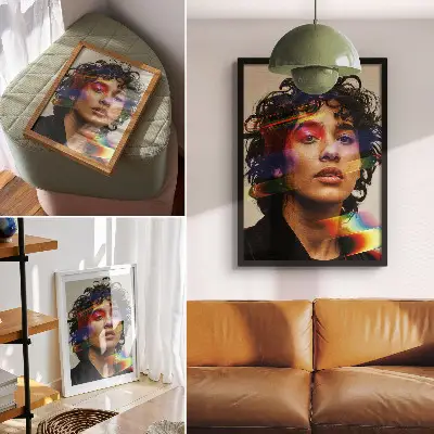 Stampa su tela con accenti colorati dal design moderno e dinamico
