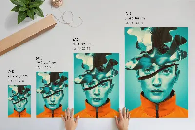 Foto su tela con colori contrastanti, surrealismo e forme dinamiche