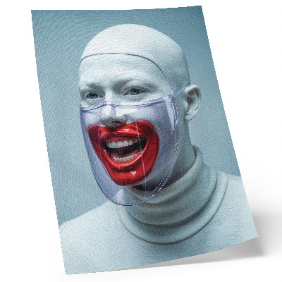 Poster Volto moderno in maschera, viso smaltato di rosso.