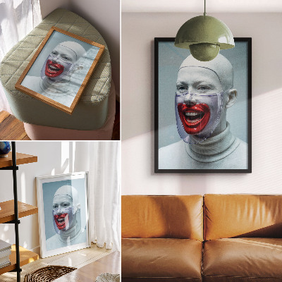 Poster Volto moderno in maschera, viso smaltato di rosso.