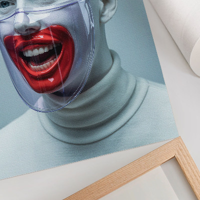 Poster Volto moderno in maschera, viso smaltato di rosso.