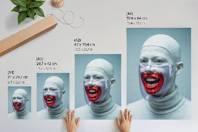 Poster Volto moderno in maschera, viso smaltato di rosso.