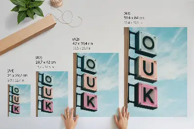Foto su tela con lettere al neon in colori pastello in stile moderno
