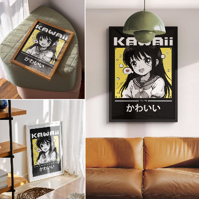 Poster Stile manga: linee nere e dettagli gialli