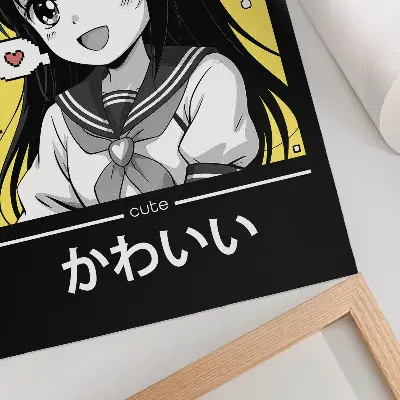 Poster stile manga con linee nere e dettagli gialli