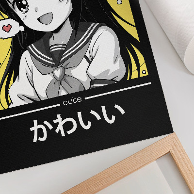 Poster Stile manga: linee nere e dettagli gialli