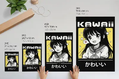 Poster stile manga con linee nere e dettagli gialli