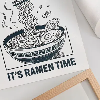 Foto su tela bacchette nella ciotola di ramen in stile fumetto