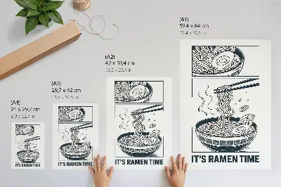 Foto su tela bacchette nella ciotola di ramen in stile fumetto