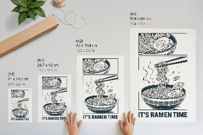 Foto su tela Le bacchette nella ciotola di ramen in stile fumetto assorbono il sapore